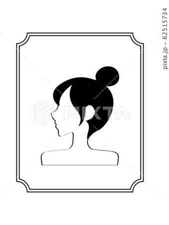 女性 横顔 モノクロのイラスト素材