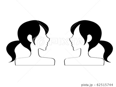 女性 横顔 モノクロのイラスト素材