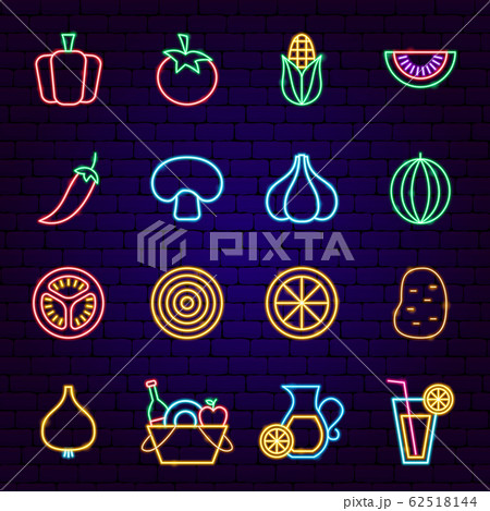 Vegetables Neon Iconsのイラスト素材 [62518144] - PIXTA