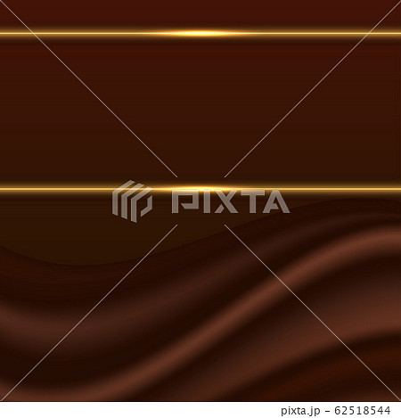 Abstract background. Chocolate wave silk texture and golden glowing lines on dark brown. Vector illustration 62518544