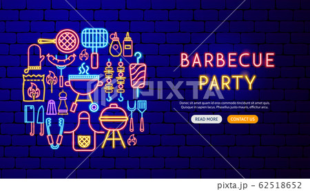 Barbecue Party Neon Banner Design 62518652