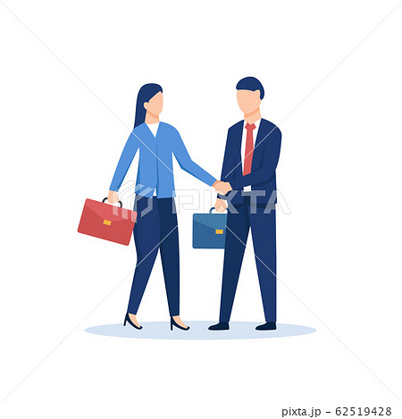 Business man and woman shaking hands. Job hire Modern flat 62519428