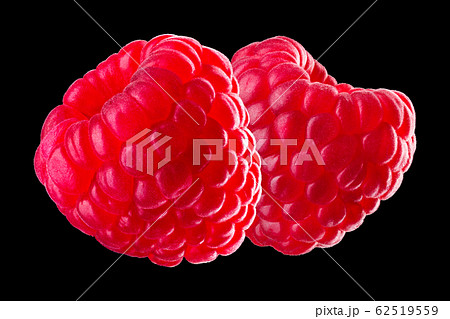 Set of raspberry isolated on black background Set of raspberry isolated on black background 62519559
