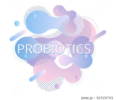 Probiotics bacteria fliud banner vector. Prebiotic, lactobacillus logo, icon, background design for poster, flyer, web.  Symbol for milk products, kefir, yogurt, acidophilus, bulgaricus. 62520743