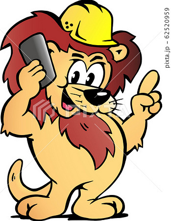 Vector Cartoon illustration of a Lion Worker talk Vector Cartoon illustration of a Lion Worker talk 62520959
