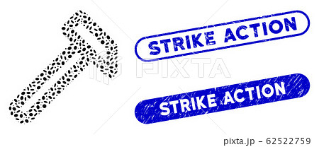 Ellipse Mosaic Hammer with Grunge Strike Action Stamps Ellipse Mosaic Hammer with Grunge Strike Action Stamps 62522759