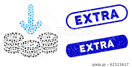 Oval Collage Dash Coins Income with Grunge Extra Seals 62523617