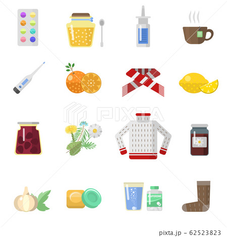 Flu influenza icons set 62523823