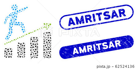 Oval Mosaic Business Growth with Distress Amritsar Stamps 62524136
