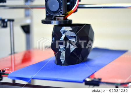 Abstract object of a black color printed by 3d printer. 62524286