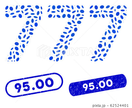 Elliptic Mosaic 777 Digits Text with Distress 95.00 Stamps Elliptic Mosaic 777 Digits Text with Distress 95.00 Stamps 62524401