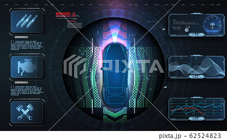 Hologram car style in HUD, UI, GUI. Hardware Diagnostics. Futuristic car service, scanning and auto data analysis. Car auto service, modern design, dagnostic auto.Concept for driver assistance systems Hologram car style in HUD, UI, GUI. Hardware Diagnostics. Futuristic car service, scanning and auto data analysis. Car auto service, modern design, dagnostic auto.Concept for driver assistance systems 62524823