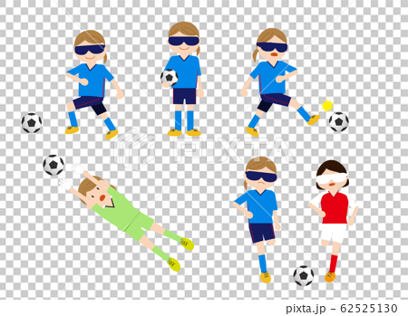 ブラインドサッカー女子セットのイラスト素材
