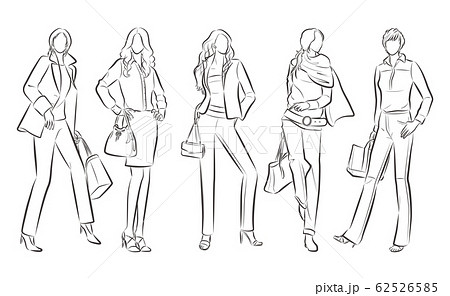 Women body fashion sketch. Female fashion poses - Stock Illustration  [104785442] - PIXTA
