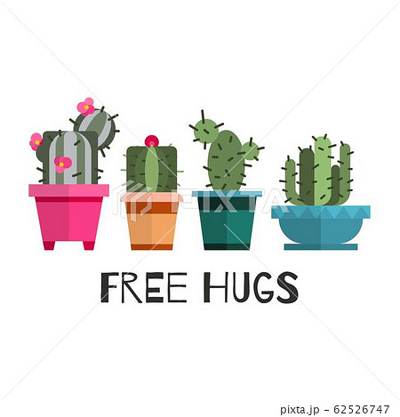 Free hugs cactuses cartoon vector illustration....のイラスト素材 [62526747 ...