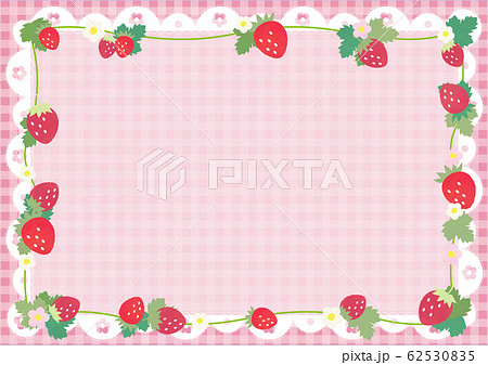 いちごのギンガム柄背景 ピンク のイラスト素材