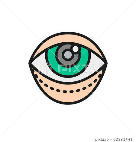 Blepharoplasty, eyelid plastic surgery flat color line icon. Blepharoplasty, eyelid plastic surgery flat color line icon. 62531443