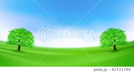 木 草原 風景 背景のイラスト素材