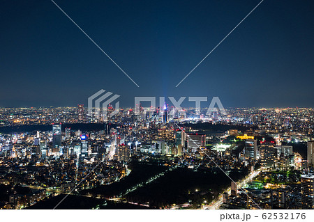東京都の街並み夜景 都市夜景 （港区 新宿区 渋谷区 方面） 2020年2月 62532176