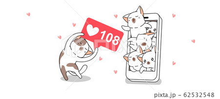 Cute cat is happy about social media 62532548