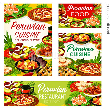 Peruvian meat dishes with fish ceviche and veggies 62535519