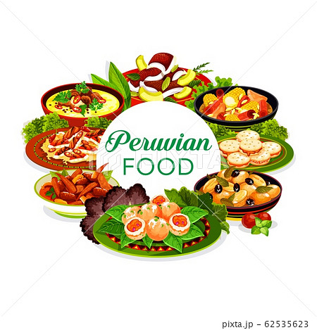 Peruvian fish, seafood, meat and vegetable food 62535623