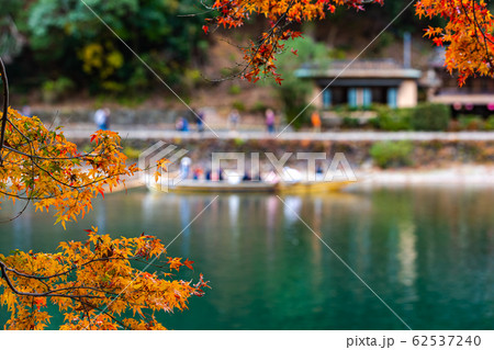 京都嵯峨嵐山の紅葉と桂川 62537240