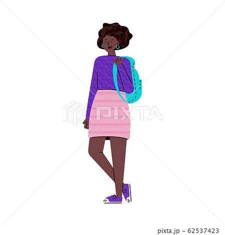 African american woman university student cartoon vector illustration isolated. 62537423