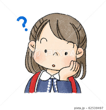 新入生 女の子表情 疑問 入学式服 のイラスト素材