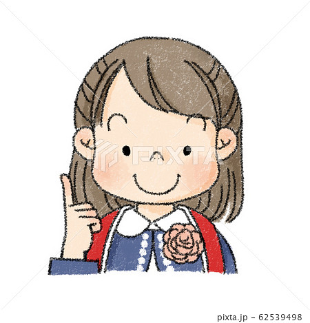 新入生 女の子表情 なるほど 入学式服 のイラスト素材