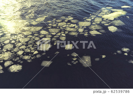 Ice drift on a river in spring 62539786