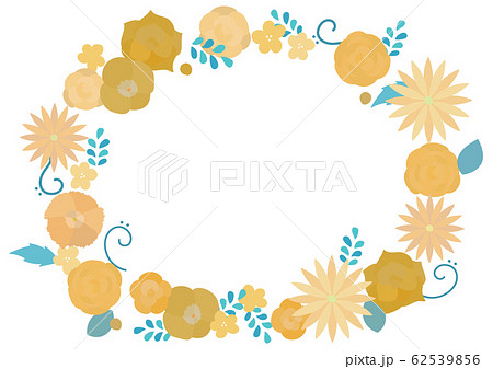 花のフレーム 黄色 オレンジ色のイラスト素材