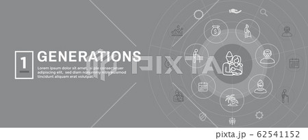 Generations And Aging Web Header Banner And Iconのイラスト素材