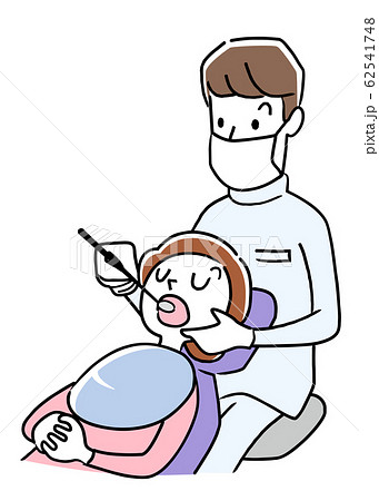 イラスト素材：歯医者で治療を受ける女性 62541748