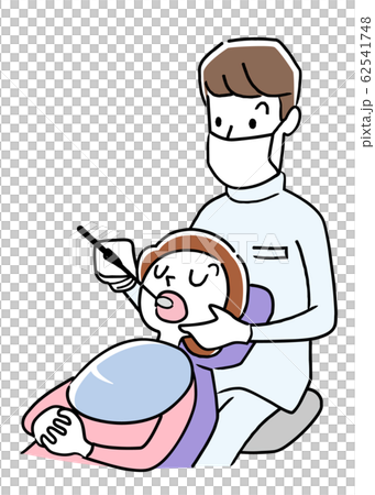 イラスト素材 歯医者で治療を受ける女性のイラスト素材