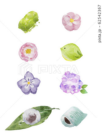 茶菓子　水彩イラスト 62542367