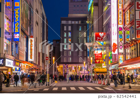 日本の東京都市景観　新型コロナウイルス・中国からの団体観光客の姿が消えた秋葉原駅前＝17日 62542441