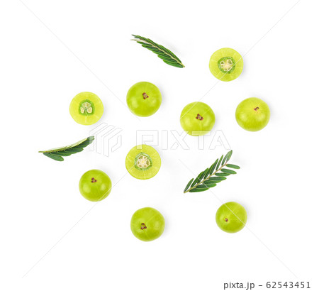 Fresh Indian gooseberry on white background 62543451