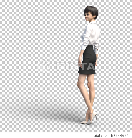 ポーズするビジネススーツの女性　perming3DCGイラスト素材 62544685