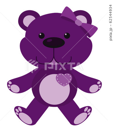 Cute teddy bear in purple color on white 62544934