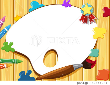 Banner template with paints and paintbrush in Banner template with paints and paintbrush in 62544984