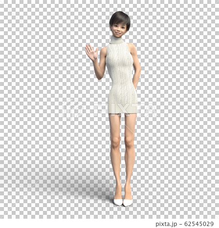 Young woman in knit dress perming3DCG illustration material Young woman in knit dress perming3DCG illustration material 62545029