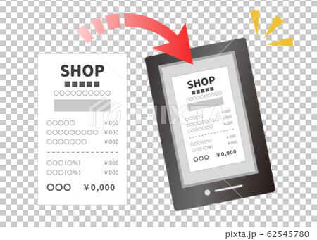 レシートを写真に撮る データ管理の家計簿のイラスト素材