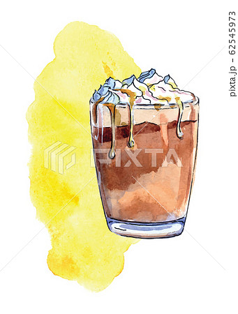 Illustration of glass of caramel latte 62545973