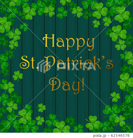 vector illustration with shamrocks on wood background 62546576