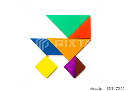 Color wood tangram puzzle in stroller shape Color wood tangram puzzle in stroller shape 62547292