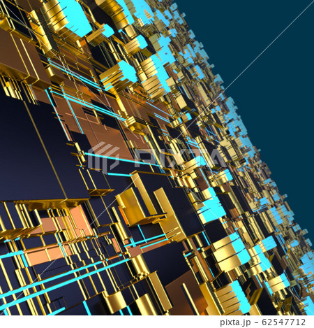 Circuit board futuristic server code processing. Angled view multicolor technology black background. 3d Circuit board futuristic server code processing. Angled view multicolor technology black background. 3d 62547712