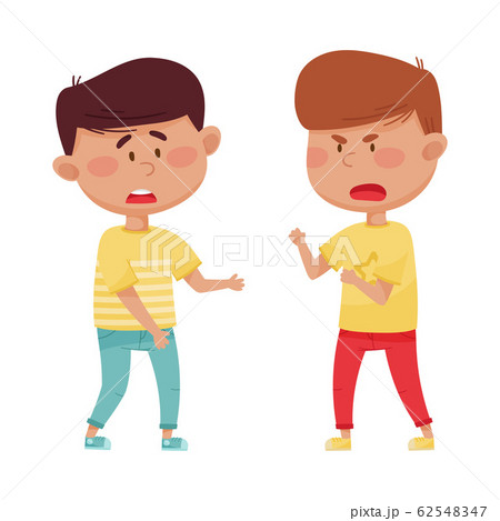 Little Boy with Angry Face Shouting at His Agemate Vector Illustration Little Boy with Angry Face Shouting at His Agemate Vector Illustration 62548347