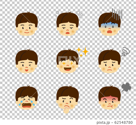 Boy emotions icon set 62548780