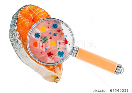 Red fish with germs, microbes or viruses 62549031